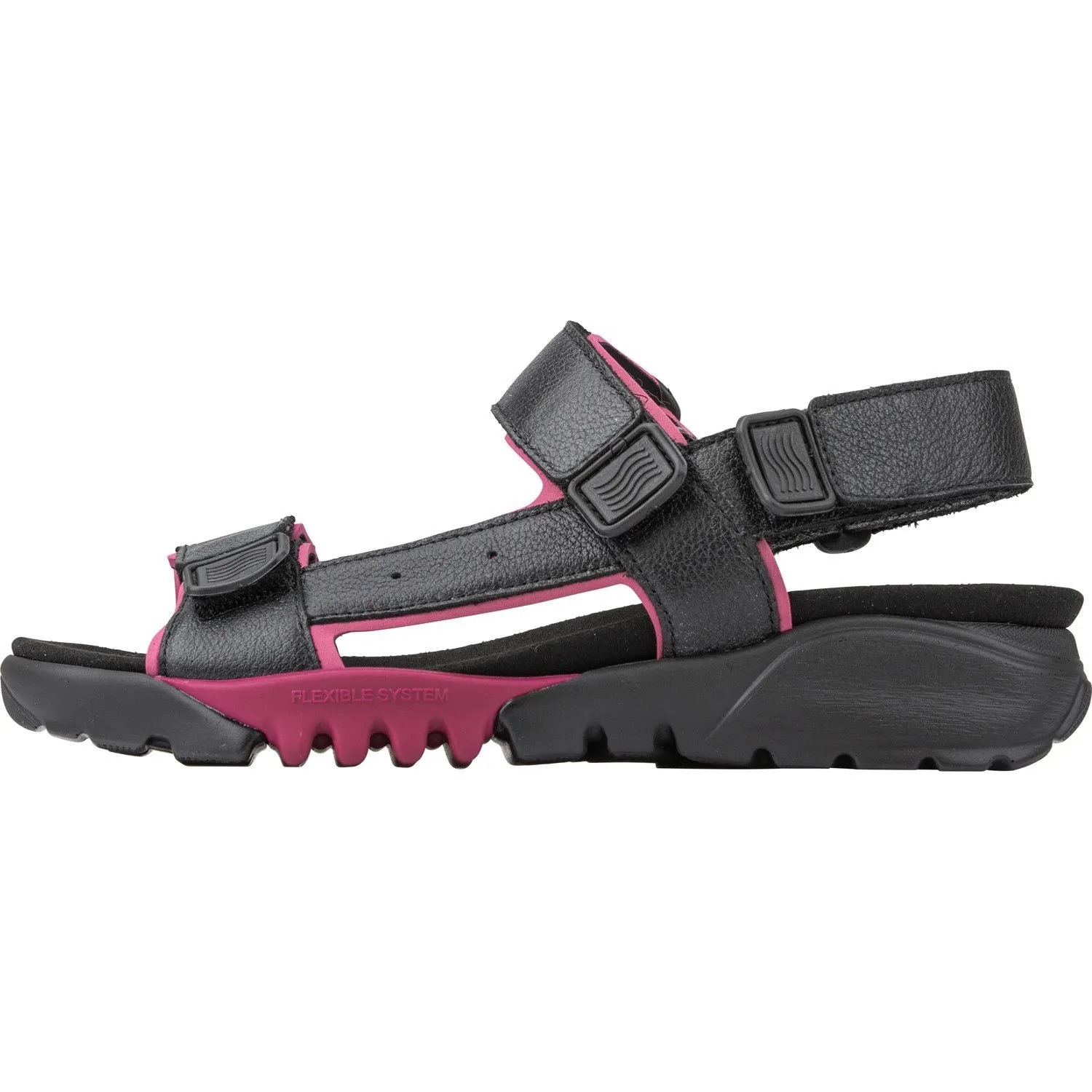 Waldlaufer 745004 200 096 H-Kalmit-DA Ladies Navy And Magenta Leather Touch Fastening Sandals