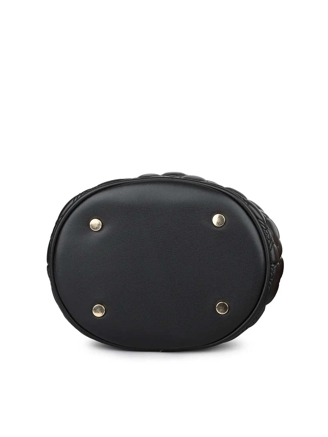 Women Black Textured Potli Bag