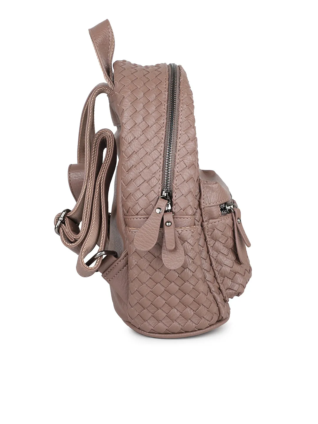 Women Brown Textured Mini Backpack