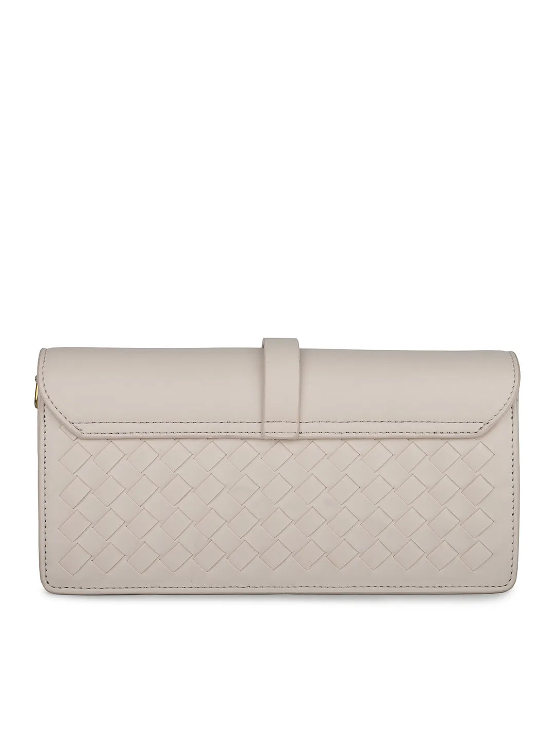 Women Cream Textured Clutch