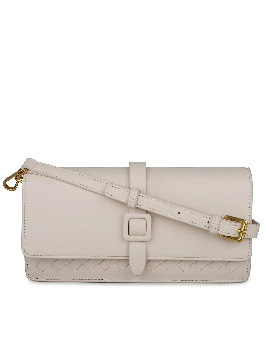 Women Cream Textured Clutch