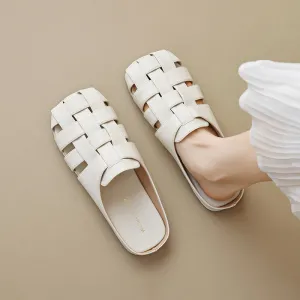 Women Handmade Plaited Soft Leather Casual Sandals