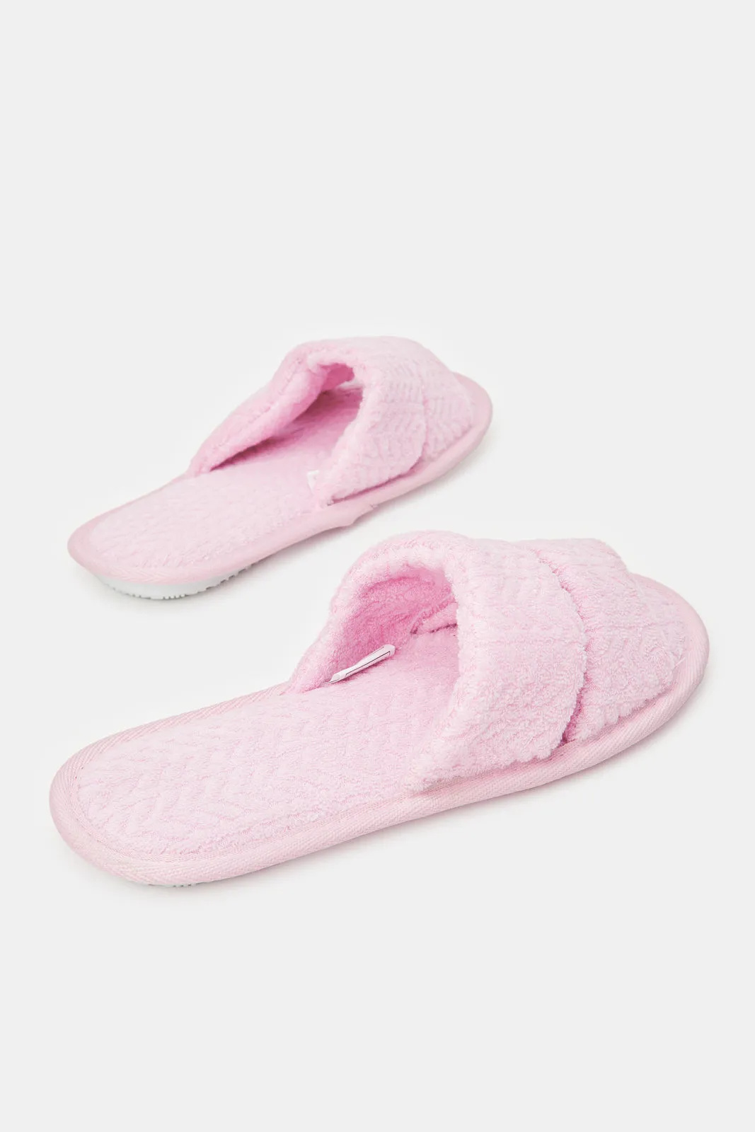 Women Pink Textured Strappy Slipper