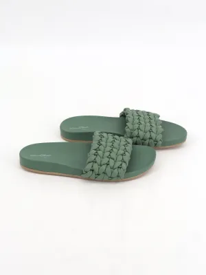 Women's Textured Slippers,Green